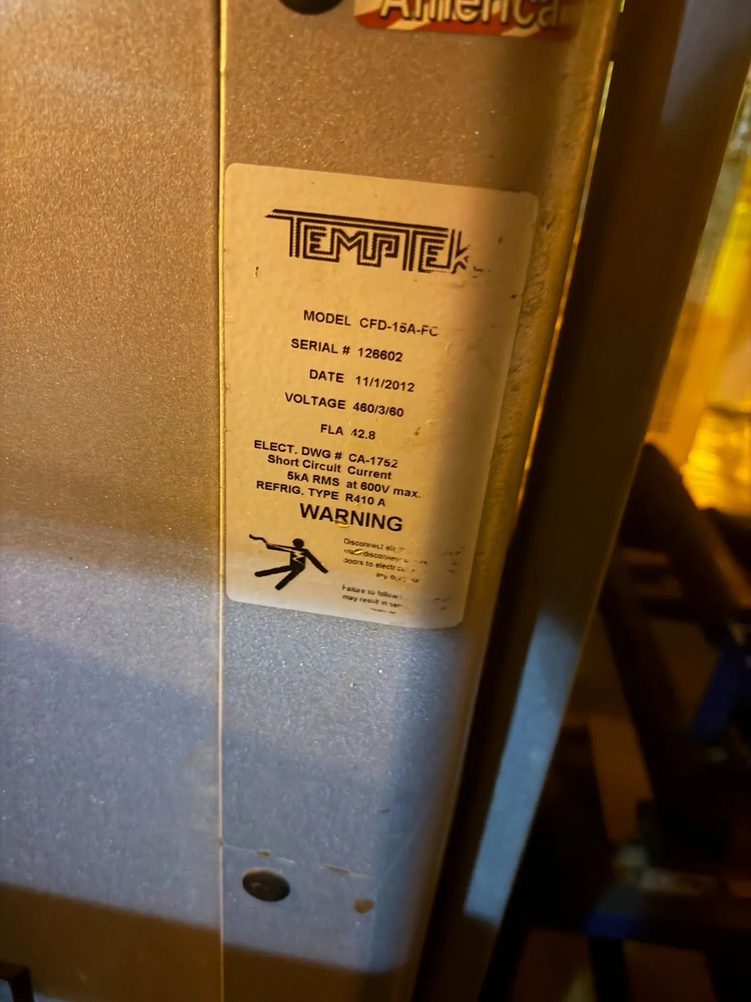 Used 2012 TEMPTEK CFD-10A FC Chillers New York US | Mark One Machinery #1480519