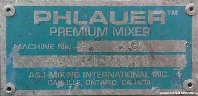 Used PHLAUER AJSP141-6D Paddle Mixers Illinois US | Aaron Equipment #1515571