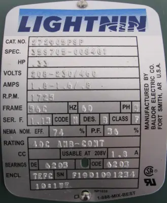 NEW SPX LIGHTNIN X5P-33 MIXER 208-230/460V .3HP X5P33 (NO SHAFT)