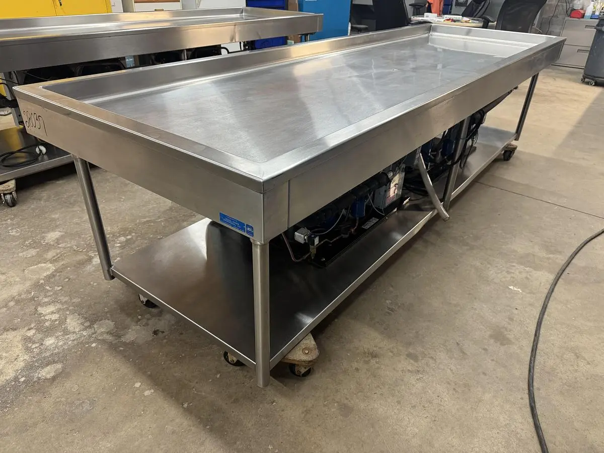 USED 2016 LESLIE FISHER ENGINEERING INC. STAINLESS STEEL CHILLER TABLE