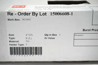 NEW SUZHOU BS&B SAFETY SYSTEMS 3611062 RUPTURE DISC 4" 15006608-1