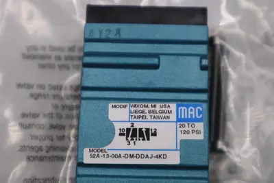 NEW MAC VALVES INC 52A-13-00A-DM-DDAJ-4KD SOLENOID VALVE STOCK H1204