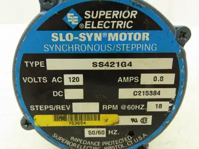 Superior Electric SS421G4 Slo-Syn Synchronous AC Stepper Motor 120V 1PH 18RPM