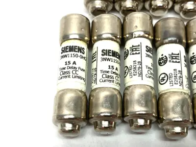 USED SIEMENS SENTRON CYLINDRICAL FUSE, 15A, SLOW-BLOW
