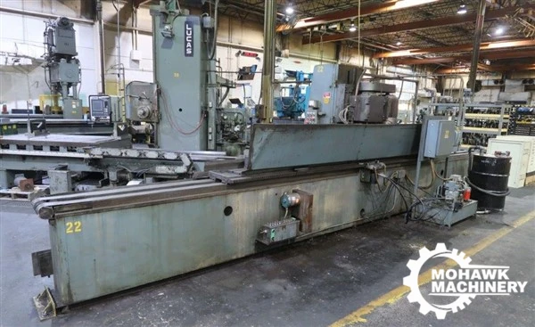 12" X 120" HANCHETT “VS122 HYD” HYDRAULIC-FEED VERTICAL-SPINDLE KNIFE SURFACE GRINDER w/SEGMENTED GRINDING WHEEL - INCREMENTAL POWER DOWN FEED