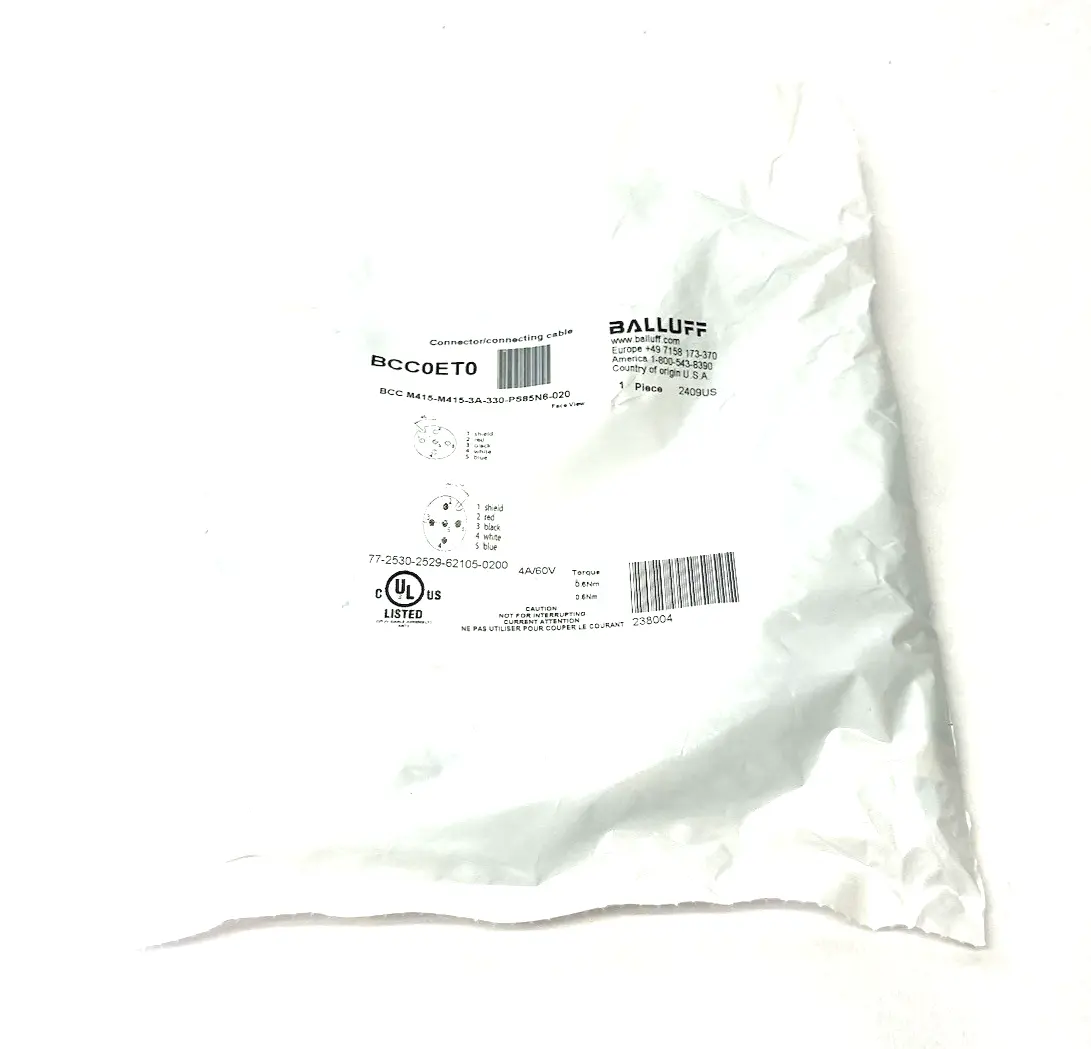 New | in-Stock Balluff Double Ended Fieldbus Cable BCC M415-M415-3A-330-PS85N6-020 Cable & Wire Michigan US | Maverick Industrial Sales #1401790