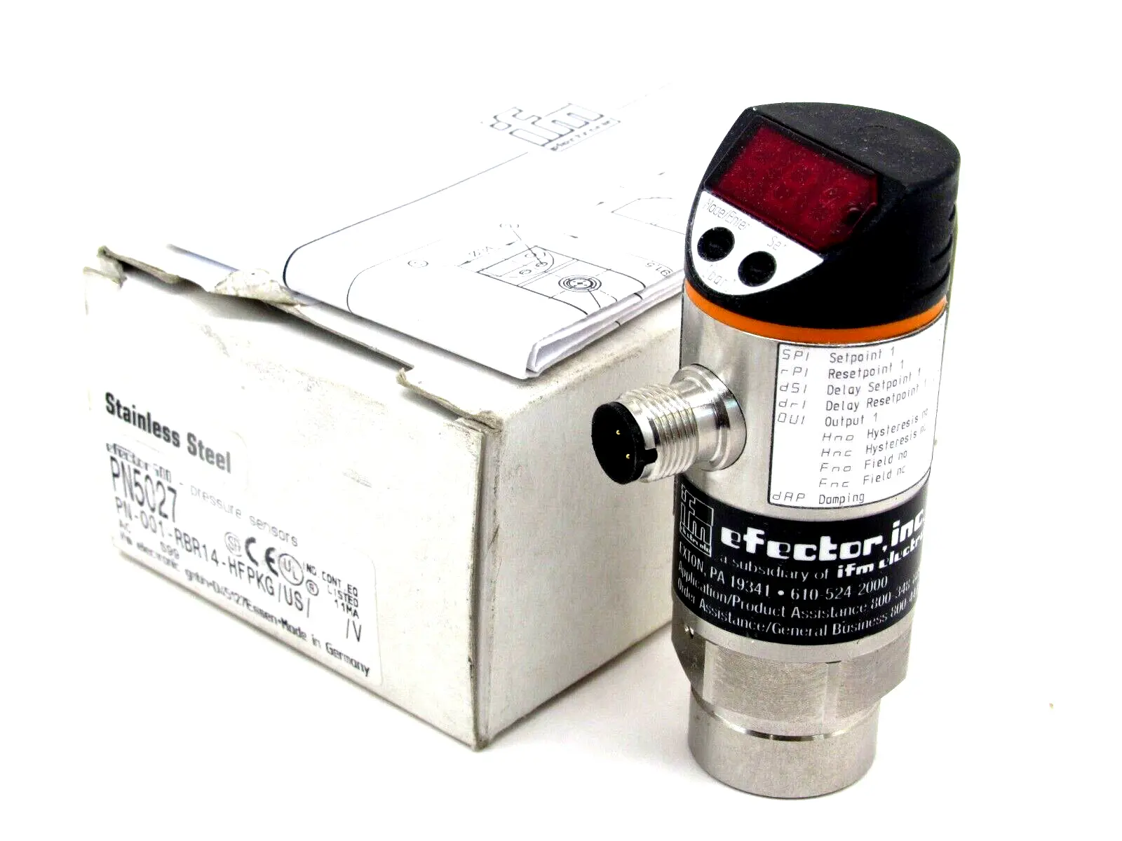 NEW IFM EFECTOR PN5027 PRESSURE SENSORS PN-001-RBR14-HFPKG/US V