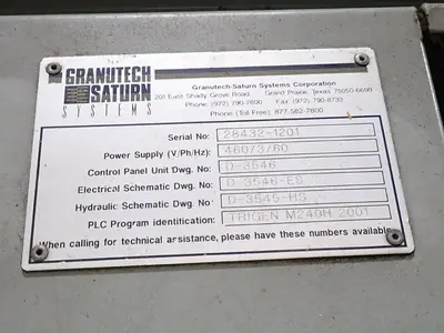Used 2001 GRANUTECH SATURN M240 Dual Rotor or Single Rotor Shredders Pennsylvania US | Global Equipment International, LLC #1330225