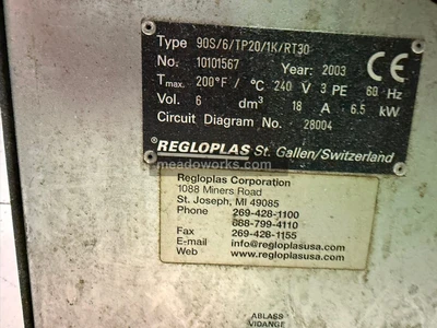 Used 2003 Regloplas 90S/6/TP20/1K/RT30 Temperature Controls Illinois US | Meadoworks #1514558