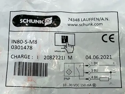 New | in-Stock 2021 SCHUNK IN80SM8 Proximity Sensors Ohio US | HGR 24 #1406271