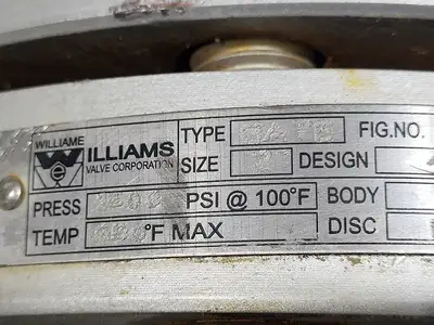 USED WILLIAMS VALVE CORPORATION 60F-62N-LCC