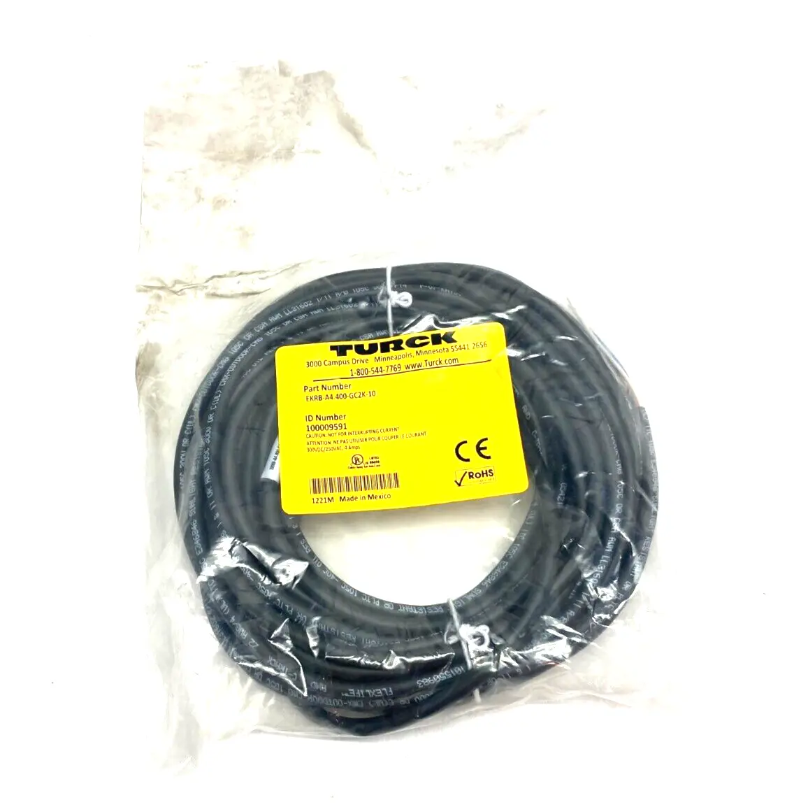 NEW TURCK ACTUATOR AND SENSOR CORDSET SINGLE ENDED