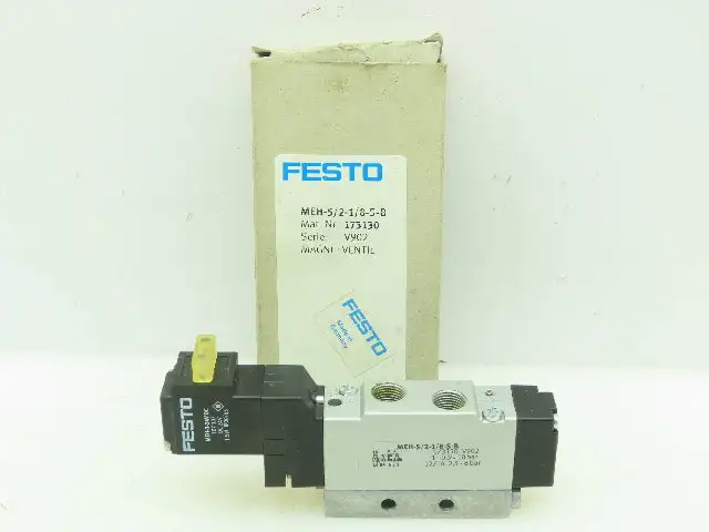 Festo MEH-5/2-1/8-S-B Pneumatic 4-Way Solenoid Control Valve 145PSI 1/8"Port 24V