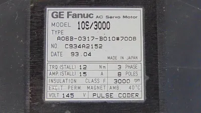GE Fanuc 10S/3000 AC Servo Motor A06B-0317-B010#7008 Used