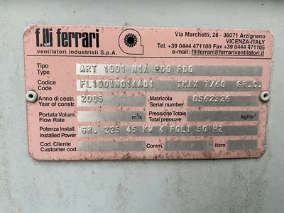 FERRARI  ART1001N1ARDO RDO Centrifugal Blower Fan Air handler