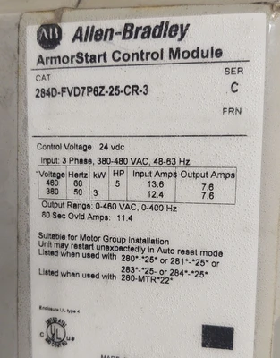 USED Allen Bradley 284D-FVD7P6Z-25-CR-3