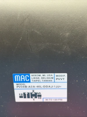 NEW MAC VALVES PV06B-A0A-46L-DDAJ-1JJ