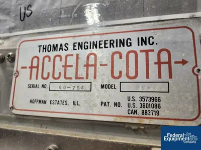 USED Thomas Processing Thomas Engineering 60" Coating Pan