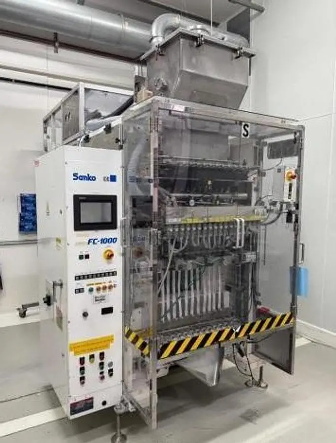 USED SANKO MODEL FC-1000 STICK PACK VERTICAL FORM FILL SEAL MACHINE WITH VOLUMETRIC FEEDER SANKO MODEL FC-1000 STICK PACK VERTICAL FORM FILL SEAL MACHINE WITH VOLUMETRIC FEEDER
