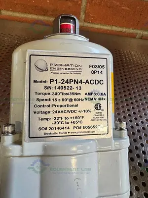 Used PROMATION P1-24PN4-ACDC PRECISION ACTUATION VALVE 300 LBS/35NM W/ 3.4" VALVE Valves/Fittings California US | Equipment Lab #1418448