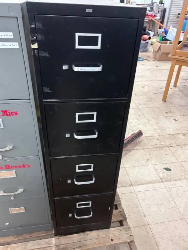Black 4-drawer vertical filing cabinet