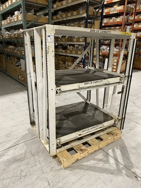 Used PROPER STORAGE SYSTEMS MANUAL ROLL OUT STORAGE DIE SHELVING Racks/Shelving Michigan US | Maverick Industrial Sales #1092559