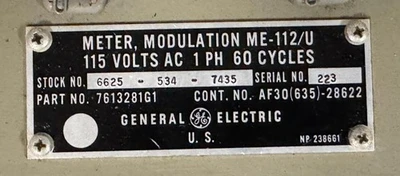 GE General Electric Modulation Meter ME-112/U