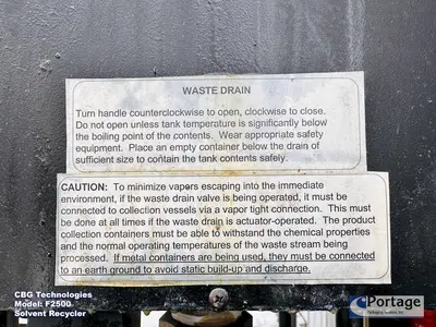 USED 2008 CBG TECHNOLOGIES F2500 SOLVENT RECYCLER