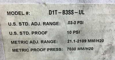 BARKSDALE D1T-B3SS-UL Pressure Or Vacuum Actuated Switch 6D