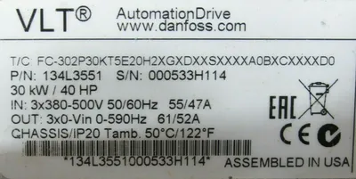 NEW DANFOSS 134L3551 DRIVE 40HP FC-302P30KT5E20H2XGXDXXSXXXXA0BXCXXXXD0