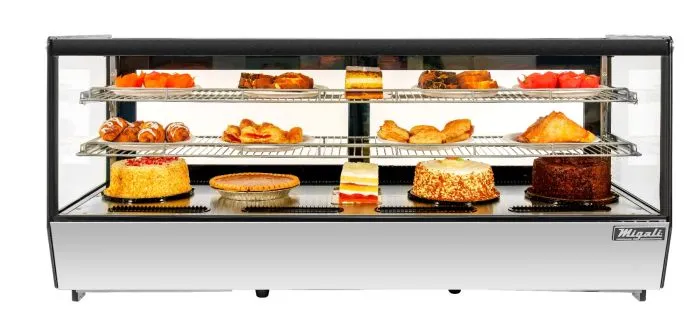 Migali 60” Wide Counter-Top Straight Glass Display Case Refrigerator