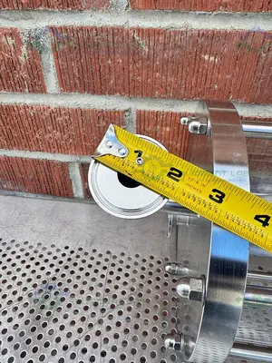 USED L.J STAR CORP. B0870 GLASS SAMPLING COLUMN 7.5 L W/ 2" OD SANITARY FITTING PORT