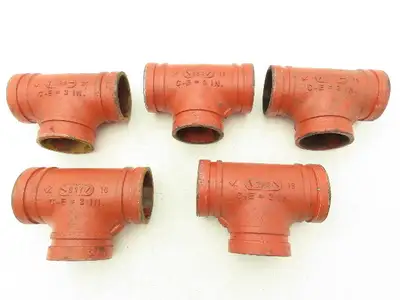 Victaulic No.002 Firelock 2-1/2" Grooved Pipe Tee Fitting  Lot of 5