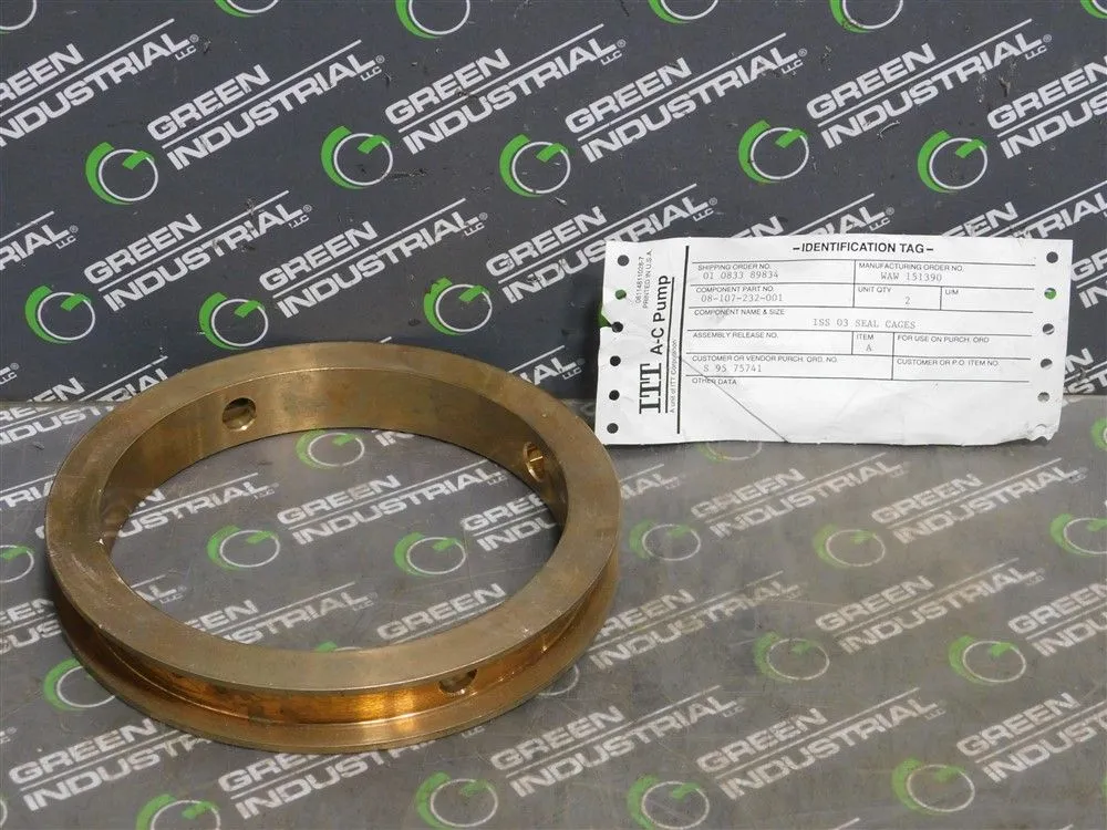ITT Corp. 08-107-232-001 ISS 03 AC Pump Seal Cage 5.8" ID 7.232" OD 1" W New