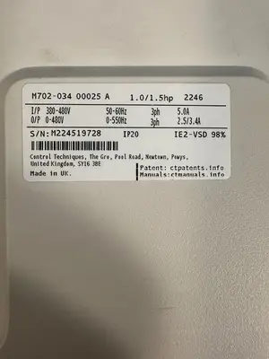 Control Techniques Unidrive M702-034-00025-A 1.0/1.5hp 2246 (3.4.1)