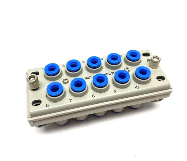 Used SMC MULTICONNECTOR PNEUMATIC MANIFOLD 6MM 10-PORT Parts (Hydraulics and Pneumatics) | Maverick Industrial Sales #1104741
