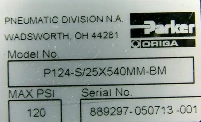 NEW PARKER P124-S/25X540MM-BM RODLESS CYLINDER P124S25X540MMBM