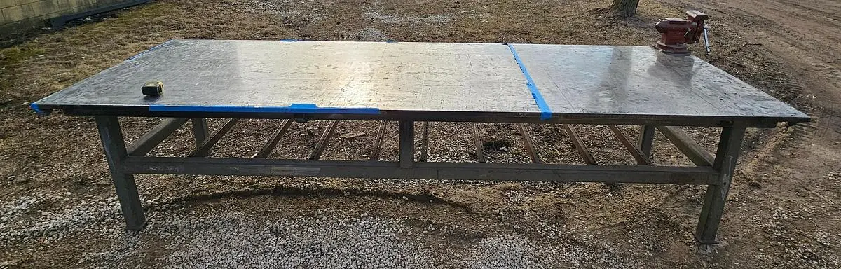 144" x 48" Heavy-Duty Steel Fabrication Table | 1" Thick Top | 35" Height