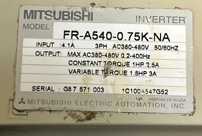 USED MITSUBISHI ELECTRIC FR-A540-0.75K-NA