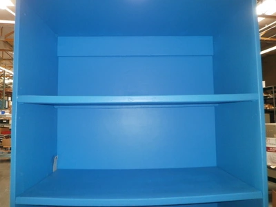 4 shelf- 3- non-movable shelves   Custom Blue Design Storage Unit, 34"x16"x 80"