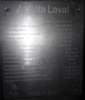 Alfa-Laval HMRPX 510 TGD-74-50 milk separator, 316SS.