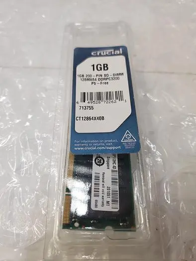 CRUCIAL CT12864X40B.16FFY 1GB 200-PIN SODIMM MEMORY