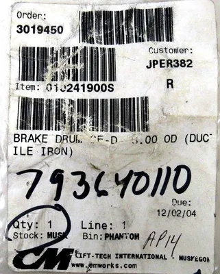 NEW CM 010241900S BRAKE DRUM C7G 793640110