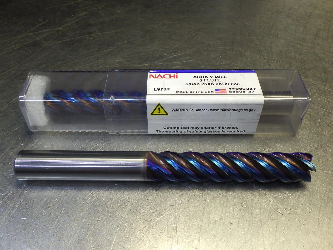 Nachi 5/8" 5 Flute Carbide Cr Endmill 5/8" Shank .03" R 41000237 (LOC3399)