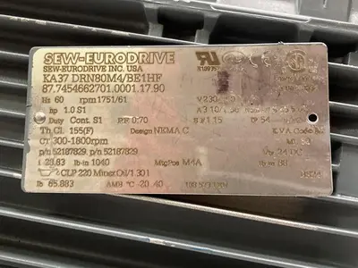 USED SEW-EURODRIVE KA37 DRN80M4/BE1HF