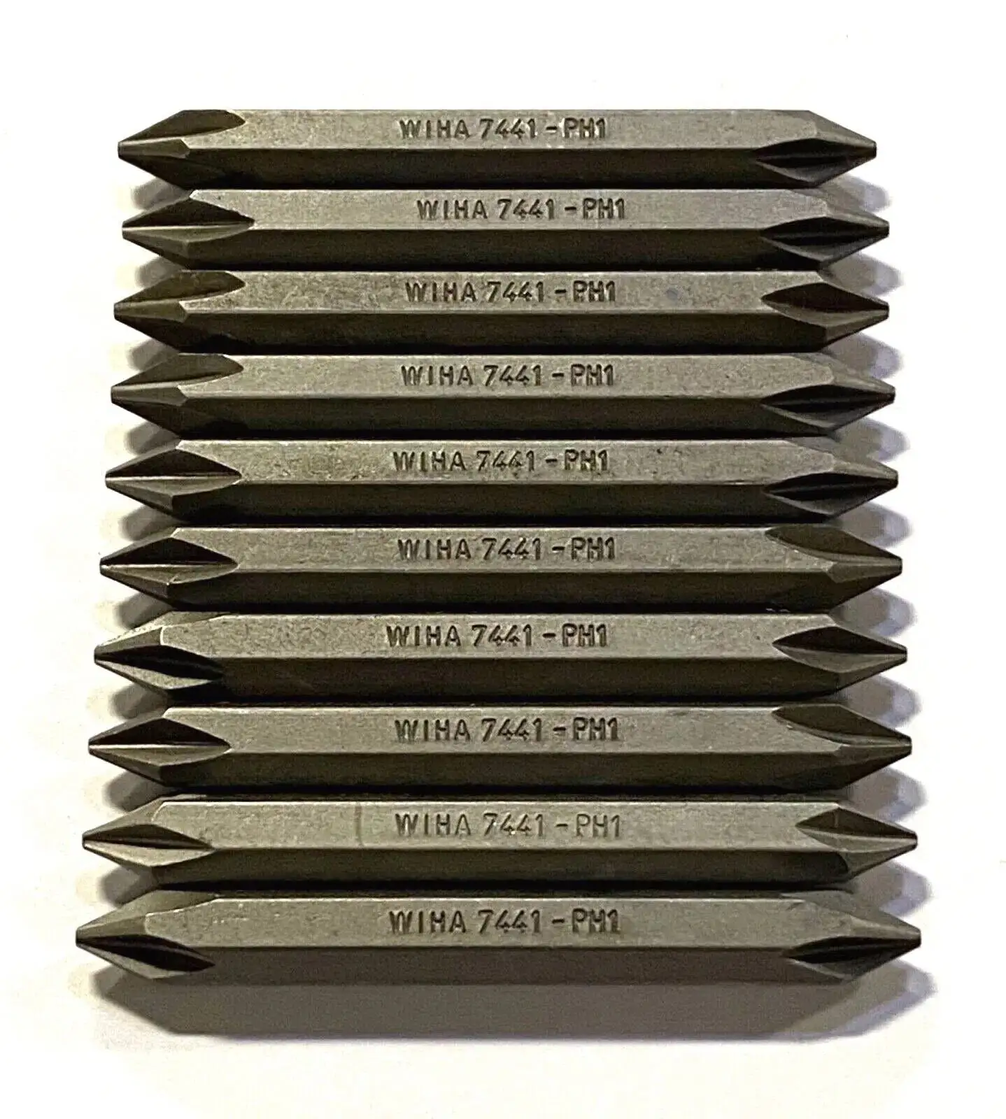 Wiha #1 x 60mm Phillips Double Ended Bit Impact Resistant 1/4" Hex Drive 10 PK