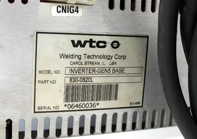 Welding Technology Corp Inverter-Gen5 Base 830-0820L, Type 304-0600L