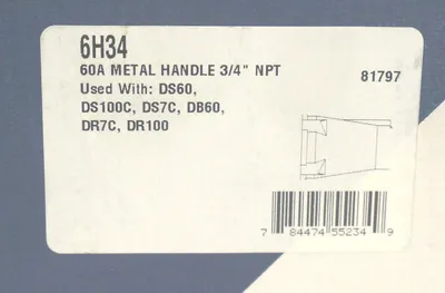 NEW MELTRIC 6H34 60A METAL HANDLE 3/4'' NPT