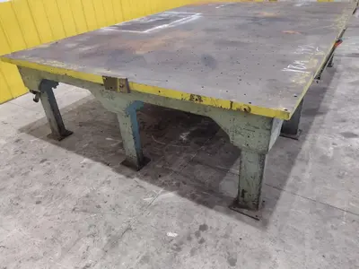 148" X 98" HEAVY DUTY STEEL LAYOUT WELDING SHOP TABLE: STOCK #23565