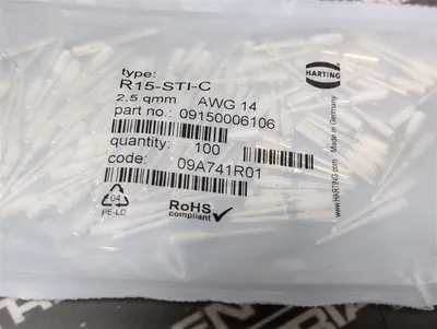 Bag of 100 Harting 09150006106 Crimp Connectors R15-STI-C New